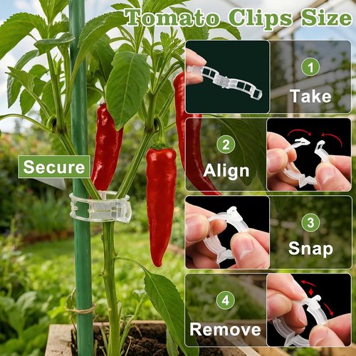 Feed Garden 120 Pcs Plant Clips - Reusable Supports for Climbing Plants, Tomatoes, Cucumbers & More