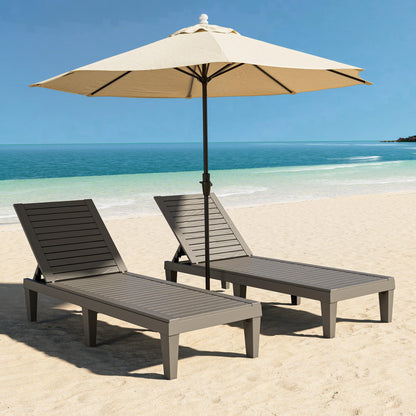 Lounge Chair,Pool Lounge Chairs Set of 2,Lounge Chair Outdoor,Waterproof Sun Loungers Chair,5-Positions Adjustable Outdoor Lounge Chairs for Garden Beach Patio Poolside Lawn Deck,Striped Grey
