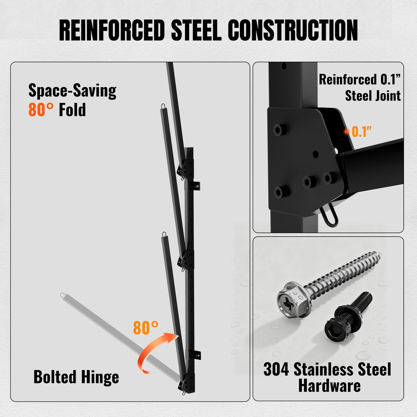 NIMBLERACK Kayak Wall Mount Rack, 45.3" Heavy Duty Canoe Storage Brackets, Foldable Space Saving Hanger, 304 Stainless Steel for Outdoor & Indoor, Fits SUP/Paddle Board(Black, 2-Tier)