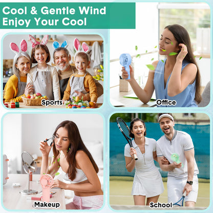 Rossesay 100 Pcs Mini Portable Fan Handheld Battery Operated Portable Small Personal Fans for Summer Travel Beach Indoor Outdoor Cooling Gift (Pink,Purple,Yellow,Green,Blue)