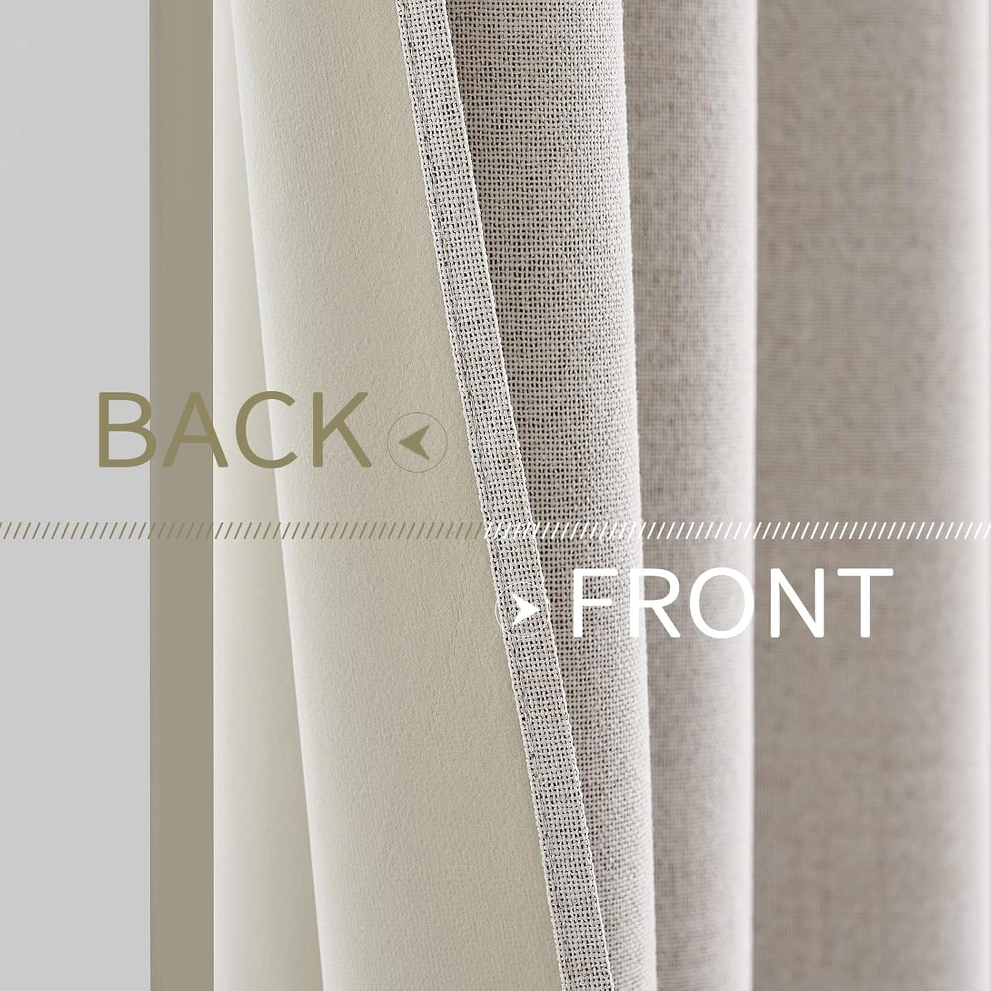 MIULEE 100% Blackout Linen Textured Curtains - Thermal Insulated Ivory Drapes | Luxury Room Darkening 52 x 45 Inch (2 Panels)
