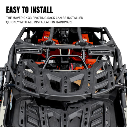 KATIMOTO Pivoting Rear Rack Kit with Gas Strut for Can Am Maverick X3 MAX 2017-2025 Accessories, Spare Tire Cargo Luggage Support Cooler LinQ Pivoting Rear Rack Replace OEM #715002881,715003439
