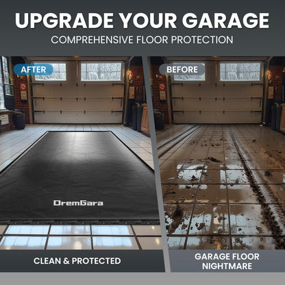 DremGara 7'9" x 18' Heavy-Duty Garage Floor Mat - 610GSM Commercial-Grade PVC Containment Mat with 1.2" Raised Edges to Trap Water, Mud, Snow & Oil, Waterproof Garage Floor Mat for Cars, Non-Slip