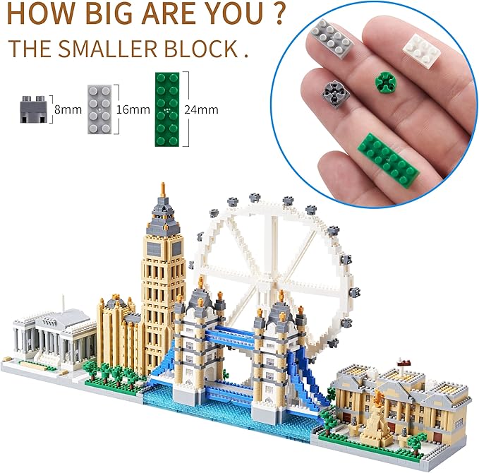 London Skyline Architecture Miniature Building Block Set Architecture Series Model Toy Present for Adults and Children (3430 Pieces)