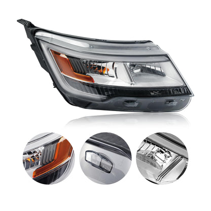 AutoZest Chrome Bezel LED Headlight W/o LED control module Assembly Compatible With 2016-2019 Ford Explorer Sport/Limited/XLT/Platinum Headlamp W/LED DRL Right Passenger Side FO2519130