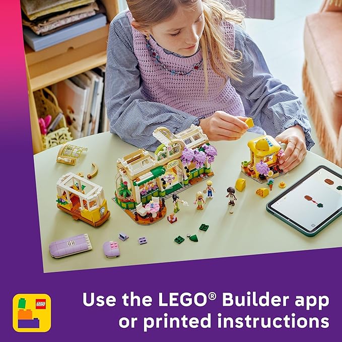 LEGO Friends Plant Café &amp Flower Shop Pretend Play Building Toy - Playset with 4 Minidolls and Cat Toy for Creative Storytelling - Birthday Gift Idea for Girls and Boys Ages 9 and Up - 42671