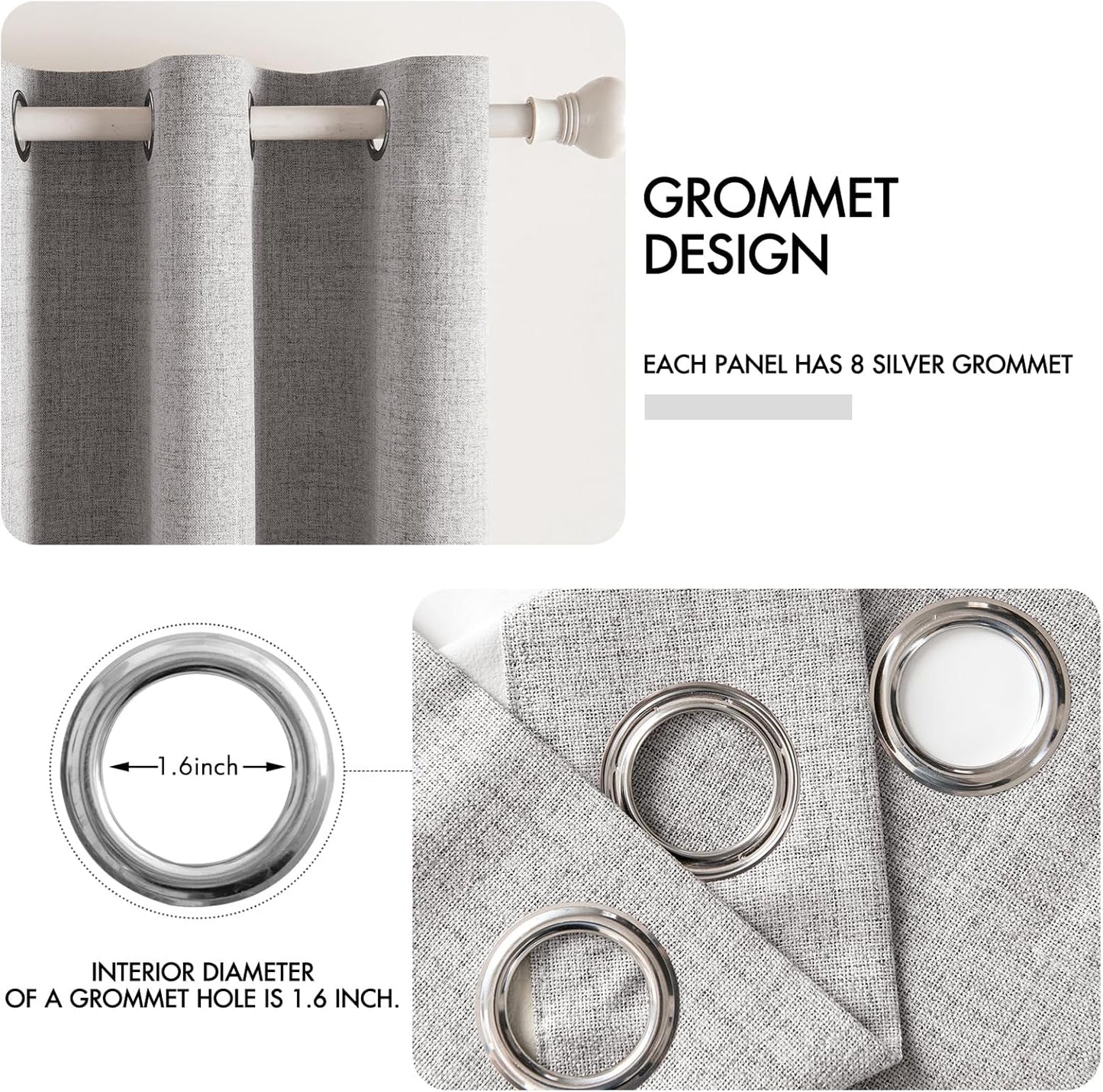 MIULEE Blackout Curtains - 100% Thermal Insulated Light Gray Drapes | 52x54 Inch (2 Panels)
