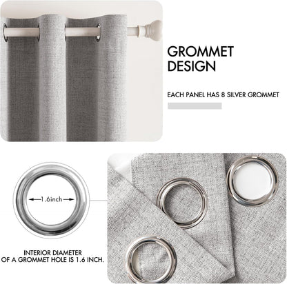MIULEE Blackout Curtains - 100% Thermal Insulated Light Gray Drapes | 52x54 Inch (2 Panels)