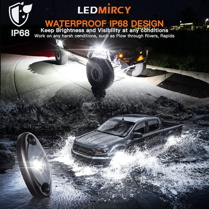 White Rock Lights,LEDMIRCY High Power Underbody Pure White LED Rock Lights for UTV Trucks Off Road RZR Auto Car Boat ATV SUV Waterproof High Power Neon Trail Rig Light Shockproof Pack of 20