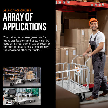 SuperHandy Cargo Trailer Heavy-Duty, Utility Cart - 1200 lbs Capacity with Hitch, 8" Casters, Compatible with SuperHandy Electric Tugger Cart