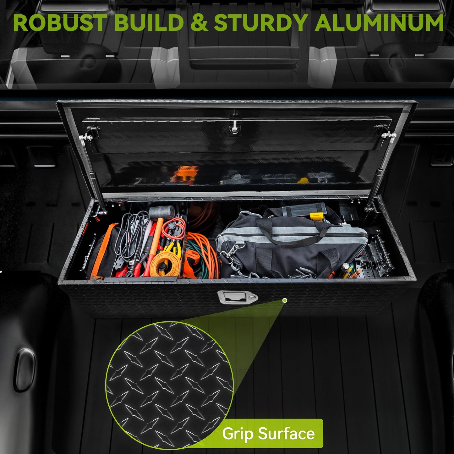 AUTOSAVER88 39 Inch Truck Bed Tool Box, Heavy Duty Aluminum Diamond Plate Tool Box Chest, Waterproof Chest Storage Box with Sliding Shelf and Lock for Trucks, Trailers, RVs, Warehouses