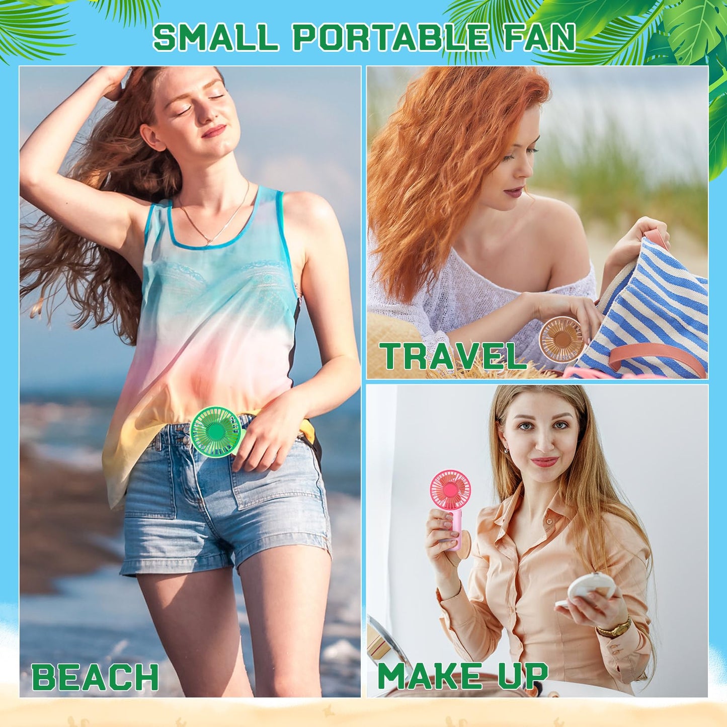 Woanger 60 Pcs Mini Handheld Fan Bulk Small Portable Lash Desk Fan Battery Operated Powerful for Travel Beach Camping (not Included 2 Pcs Aaa Battery)