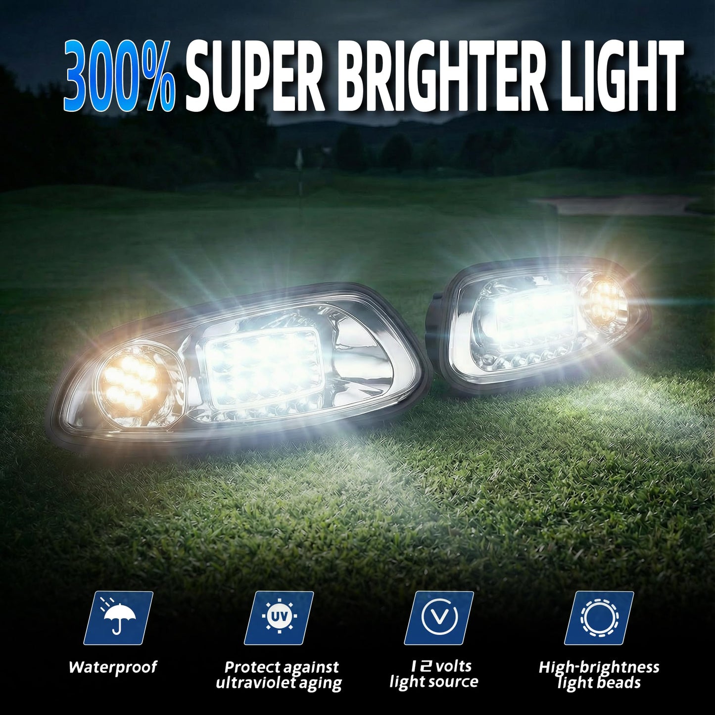 Mixopoly Golf Cart Light Kit for EZGO RXV Gas & Electric 2008-2015, 12V Street Legal Full Headlight Tail Light Kit with Turn Signal Switch, Horn Button, Hazard Flasher and Brake Pad
