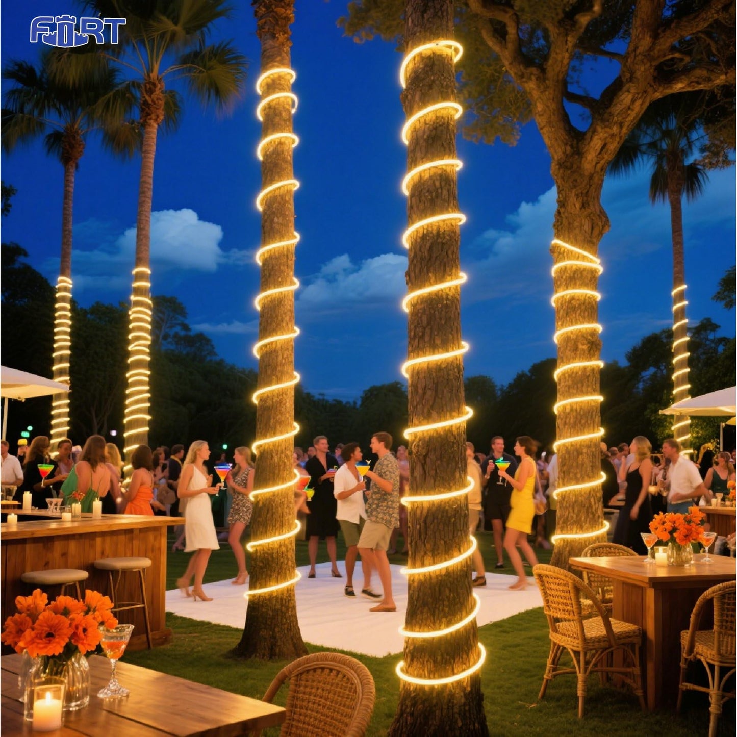 FORT LED Neon Rope Lights Outdoor Warm White‌ 65.6FT led Lights Strip- 120V ETL Certifie Waterproof for Christmas/Wedding/Garden/Patio/Party/Walkway/Deck Railing/soffits/Playhouse Decoration