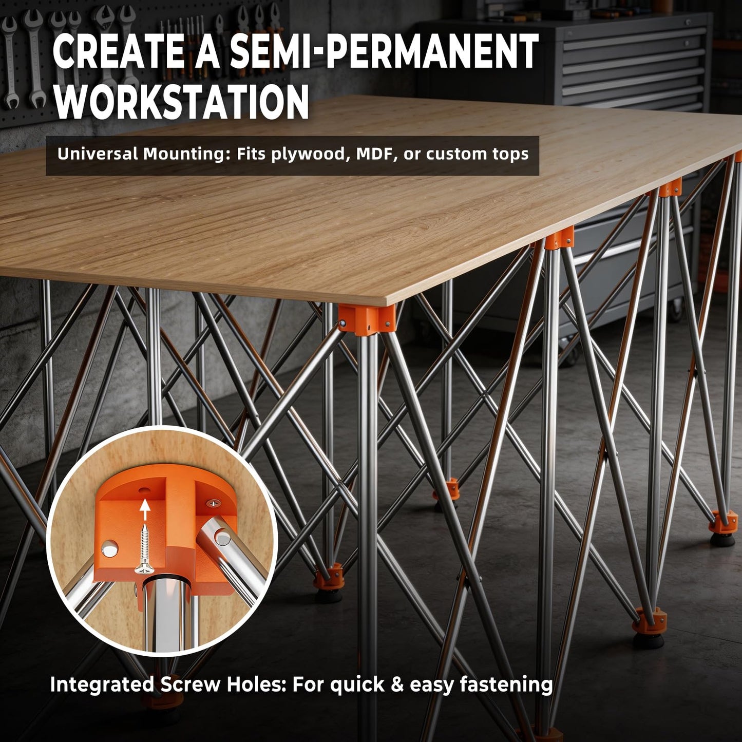Joinerjetly 30" Tall Portable Folding Workbench 6x4 FT, Stable 12-Leg Collapsible Work Stand with Adjustable Leveling Feet, Lightweight 4500 lbs Capacity Sawhorse Table for Woodworking & Jobsite