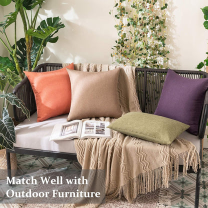 MIULEE Decorative Outdoor Throw Pillow Covers - Waterproof Faux Linen Cushion Cases | 20x12 Inch Dark Green (Pack of 2)