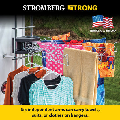 Stromberg Carlson Extend-A-Line 35" Clothes Line – Retractable, Rack Hanger, Folding Swing Arm with Versatile Towel Bar for RVs, Drying, Motorhomes, Campers, and Home Laundry Spaces