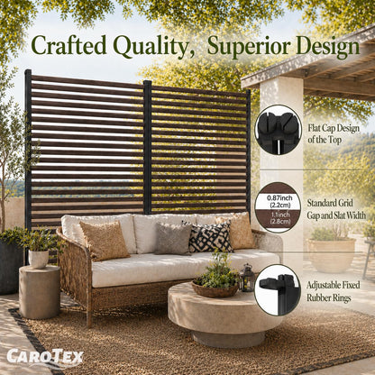 Outdoor 3FT x 6FT Metal Privacy Screen, Privacy Fence Panels for Outside, Decorative Room Divider, Tall Fence Sticks for Backyard Patio Garden, Brown