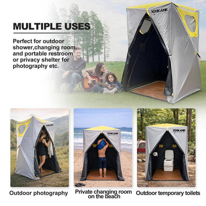 XIXIKANK Luxury Pop Up Shower Tent,Tool-Free Setup Portable and Lightweight Privacy Tent with Blackout Coating,Waterproof & UV Resistant for Camping, Beach,Portable Bathroom 82” x 56” x 56”