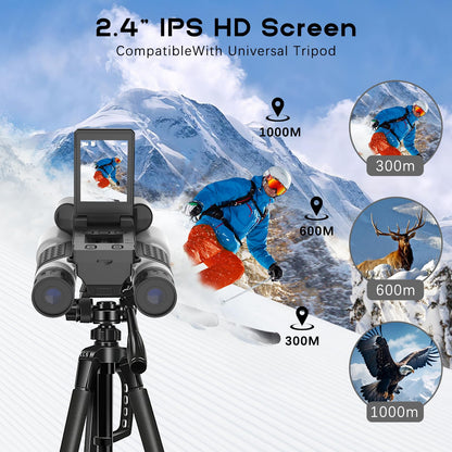 Digital Night Vision Binoculars with 2.4" IPS Screen, 12X Zoom Infrared Binoculars with Camera, Built-in Display, Includes 32GB Memory Card for Bird Watching, Hiking, Travel