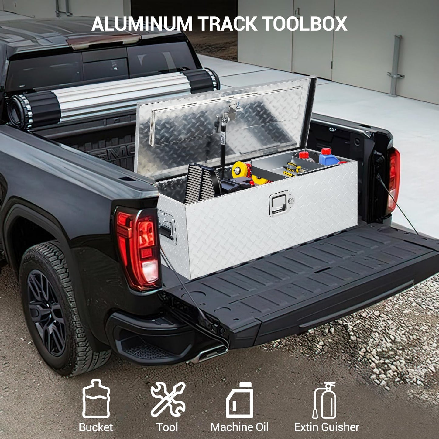 GarveeTech 30 in Aluminum Truck Tool Box, Truck Bed Storage Box with Security Lock and Wider Handles, Heavy Duty Waterproof Tool Box Organizer Chest for Pick Up Truck Rv Trailer - Silver