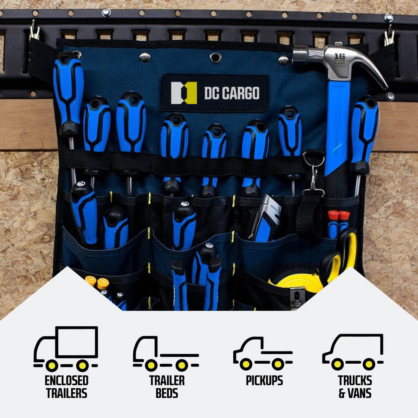 DC Cargo Mall E Track Tie Down Rail Kit 8' (5 Pack) for Garages, Vans, Trailers, Motorcycle Tie Downs, ATV Mountings - Powder-Coat Black - Secure Cargo & Heavy Loads Up to 2,000 lbs