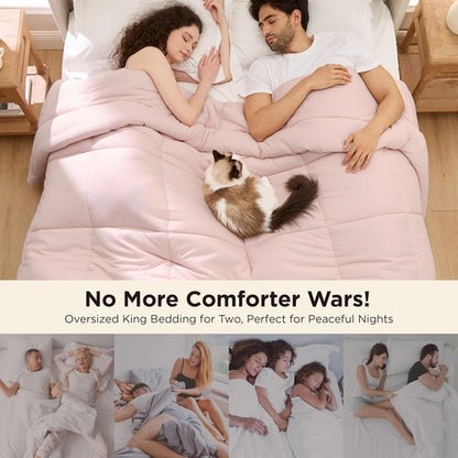 Bedsure Comforter Duvet Insert - Oversized King Size, GentleSoft Down Alternative Bedding, Pink 116 x 98 Inches