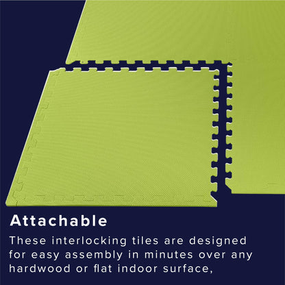 We Sell Mats 3/8 Inch Thick Multipurpose Exercise Floor Mat with EVA Foam, Interlocking Tiles, Anti-Fatigue for Home, or Gym, Lime Green, 100 Sq Ft
