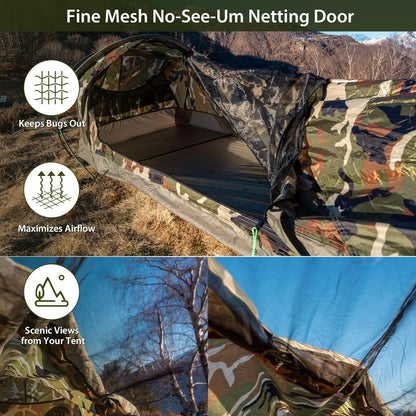 GEERTOP Ultralight 1 Person Bivy Tent for Camp Waterproof Single Man Tent for Camping Hiking Backpacking Hunting Outdoor Survival Gear - Easy Set Up
