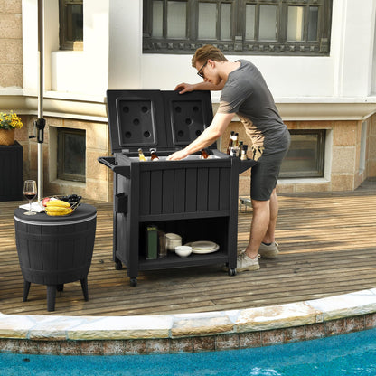YITAHOME 85 Quart Rolling Cooler Cart with Bottle Opener Drainage, Portable Patio Cooler on Wheels, Outdoor Beverage Cart Ice Chest for Patio Pool Deck Party BBQ Cookouts (Black)