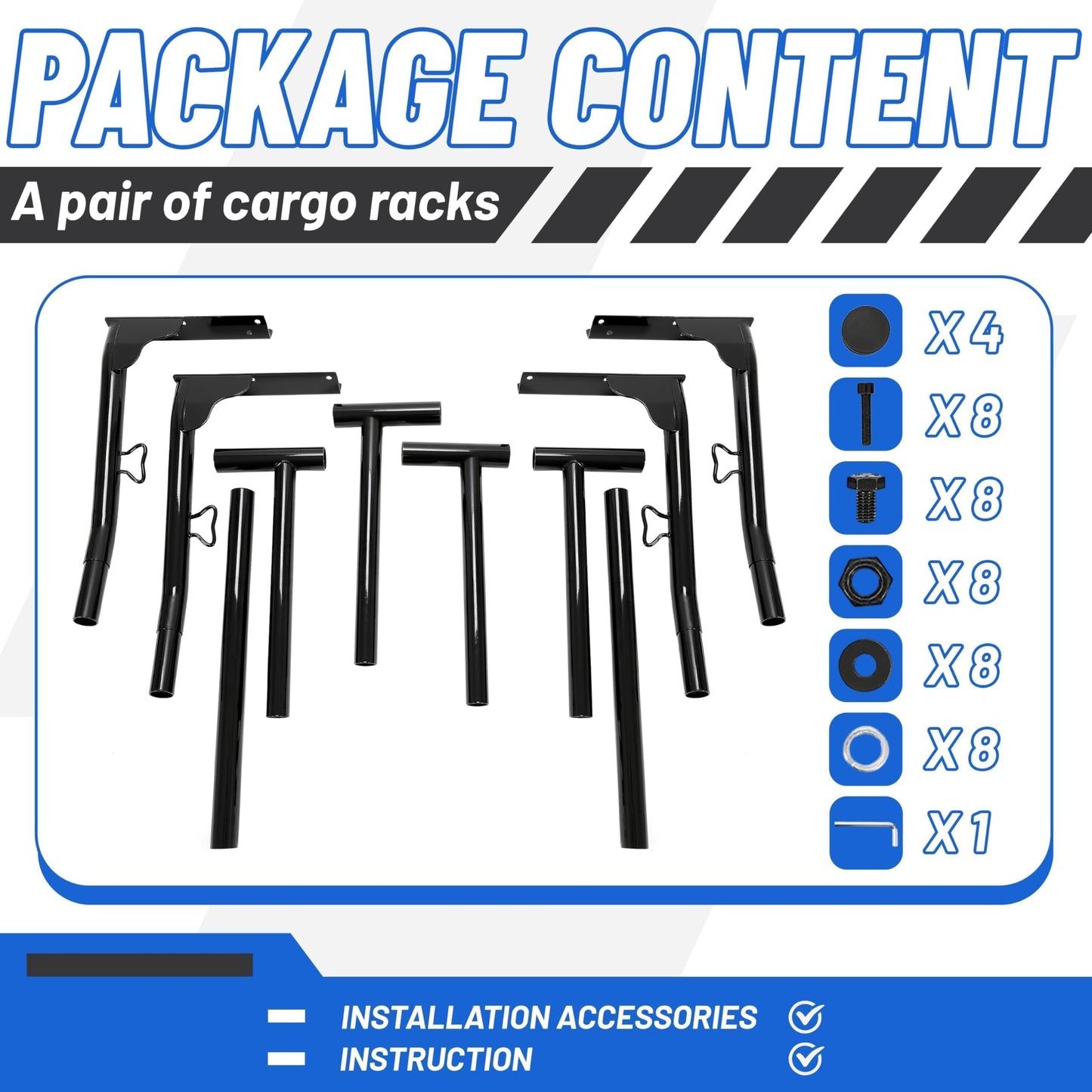 KUAFU Extendable Truck Rack Heavy Duty Steel Truck Bed Ladder Rack Compatible with Truck-Bed Width Ranged from Min.51 - Max.71,800Ibs Capacity Cargo Rack Kayak Surfboard Lumber Rack Two-bar Set