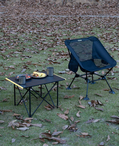 iClimb 1 Folding Table and 2 Anti-Sinking Folding Chair Bundle, Ultralight Compact for Adults Outdoor Beach Backpacking Hiking Camping Concert Motorcycling