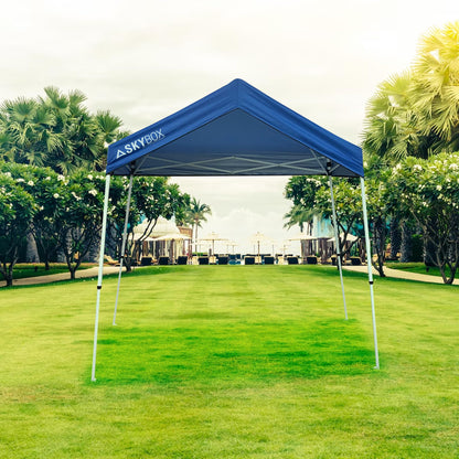 Caravan Canopy Skybox 3.2 Foot x 6.5 Foot Instant Multipurpose Height Adjustable Steel Frame Outdoor Sport Shelter Canopy with Carry Bag, Blue