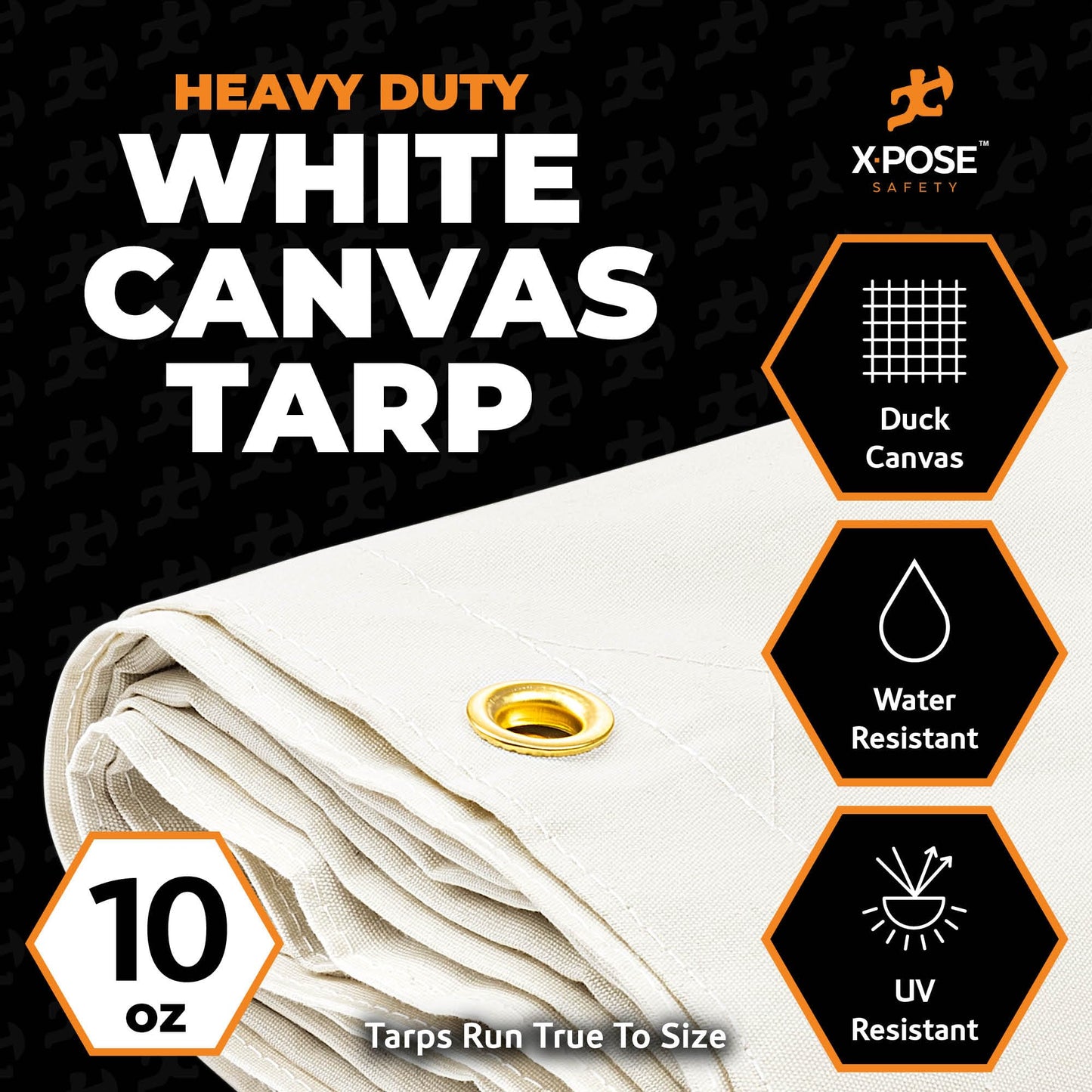 Xpose Safety Canvas Tarp - 10oz White Canvas Tarps Heavy Duty Water Resistant with Brass Grommets- Multipurpose Outdoor Tarpaulin for Camping, Canopy, Trailer, Equipment Cover 20' x 30'