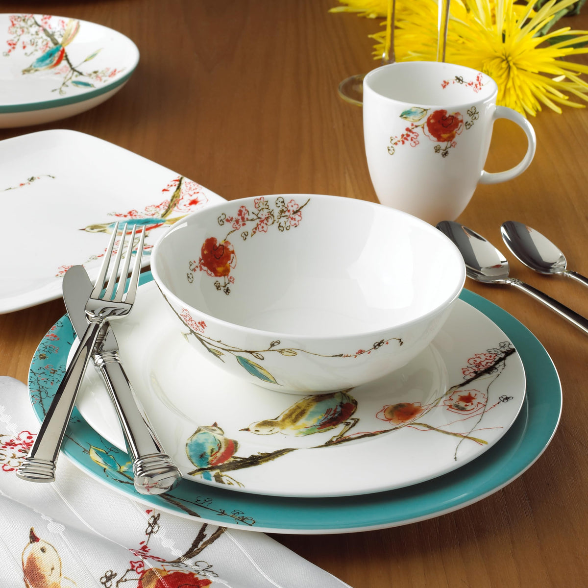 Lenox Chirp 4-Piece Place Setting, 5.1 LB, Multi