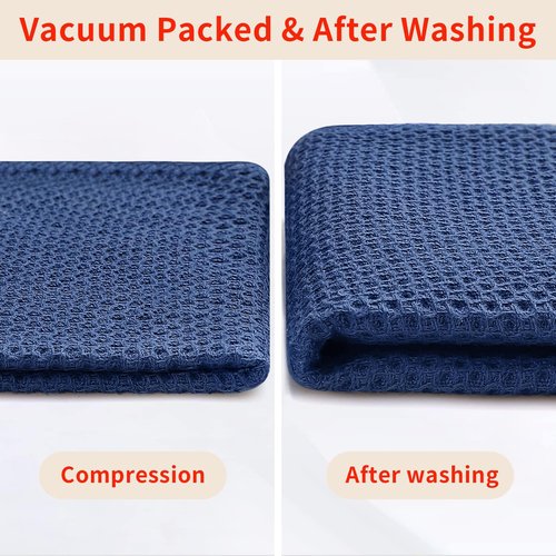 Homaxy 100% Cotton Waffle Weave Kitchen Dish Towels, Ultra Soft Absorbent Quick Drying Cleaning Towel, 13 x 28 Inches, 24-Pack, Navy Blue
