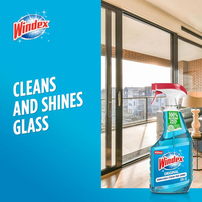 Windex Glass Cleaner Spray - Eco-Friendly 100% Recycled Plastic | Original Blue Scent, 23 Fl Oz (Pack of 2)