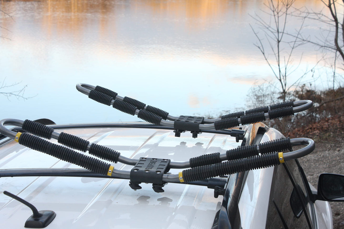 Suspenz Kayak Roof Rack with Tie Down Straps, EZ Roller V-Rack Car Top Carrier Mount for Kayak Canoe SUP (44-0166)