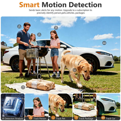 2K FHD Security Camera Wireless Outdoor Cameras for Home Security,AI Human Detection,Instant Alert,Color Night Vision,SD/Cloud Storage,Solar/Battery Powered,2.4G WIFI Only,Spotlight,Siren Alarm,4 Pack