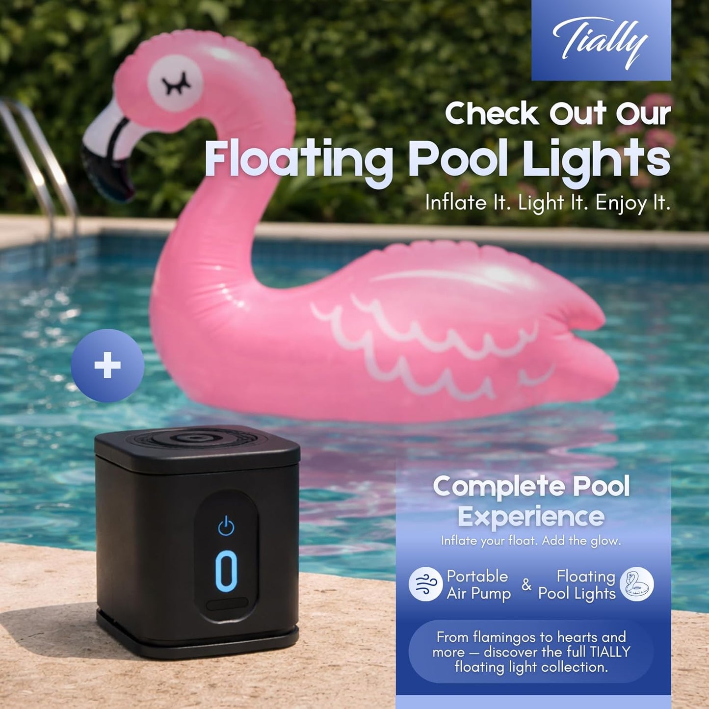 TIALLY Portable Air Pump - Fast Mini Electric Inflator with Rechargeable Battery for Pool Floats, Air Mattresses & Toys