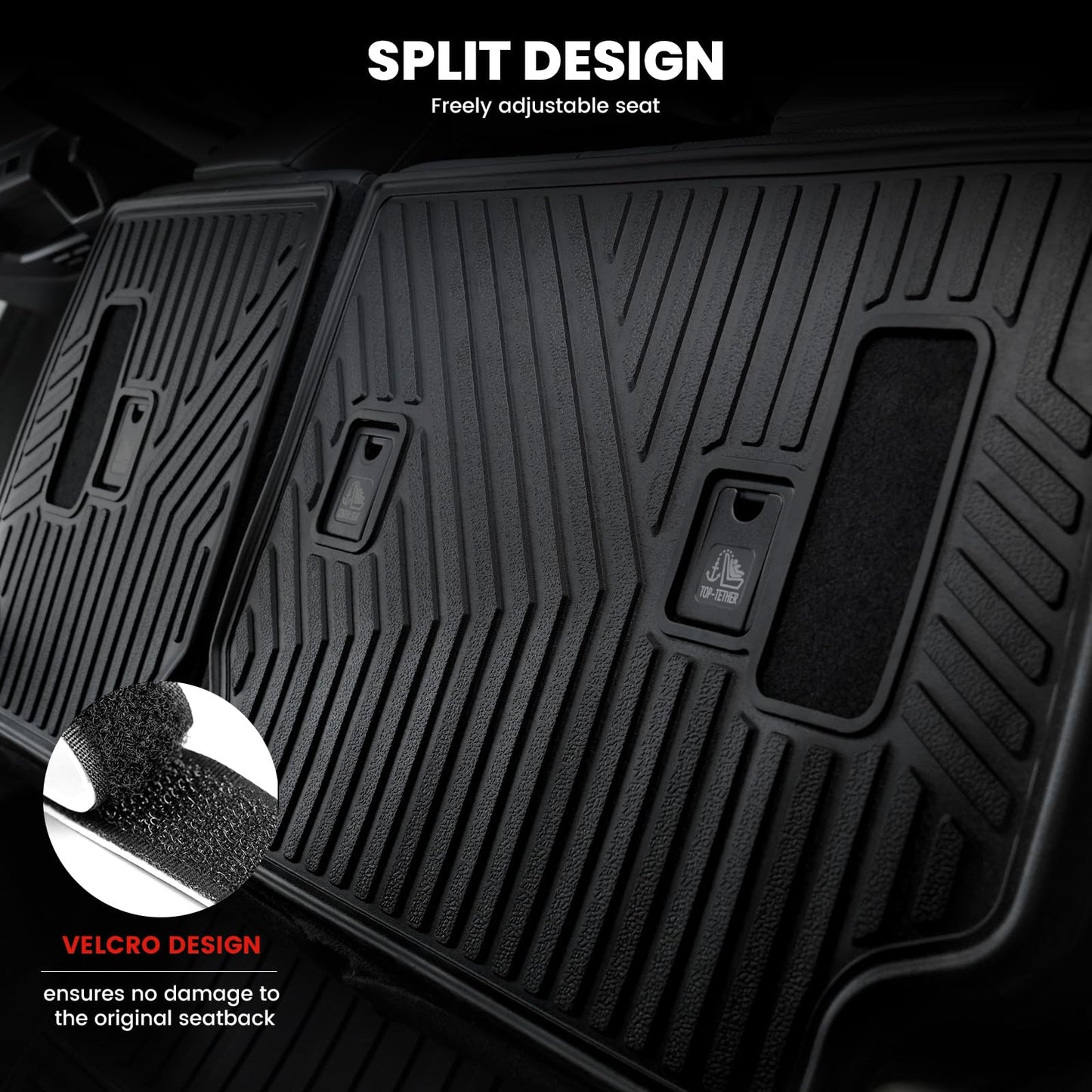LASFIT Cargo Mat for Toyota 4Runner 2010-2024 (Only Fit 5-Seats) Back Seat Protector for 5th gen 4Runner Seater Accessories (Fit W/O Sliding Cargo Tray, Rear Backrest Mats+Rear Trunk Mat)