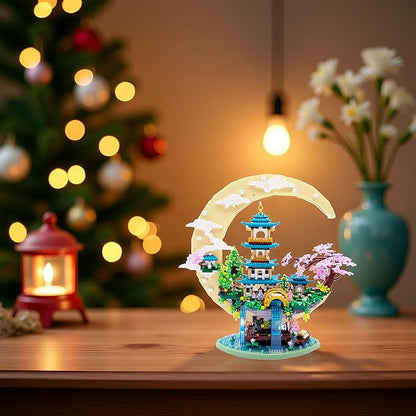 4288 PCS Cherry Blossom Tree Building Set for Adults TeensChinese Moon Palace Architecture ModelMicro Japanese Sakura Tree House Mini Cherry Bonsai Tree Bricks Creative Gift for Kids 14+