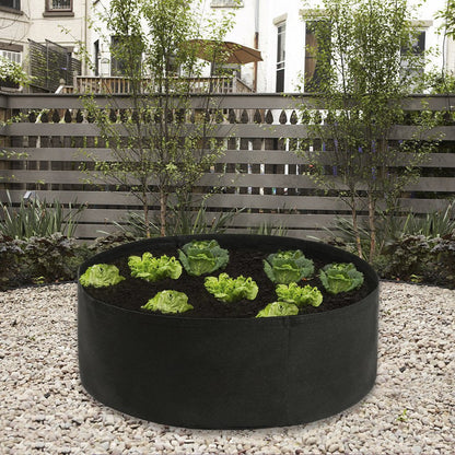 TITA-DONG Round Fabric Garden Plant Bed,50 Gallon Garden Fabric Grow Bag,Garden Vegetable Bed Planting Container Planter for Plants, Flowers, Vegetables (Black, 15 Gallon)