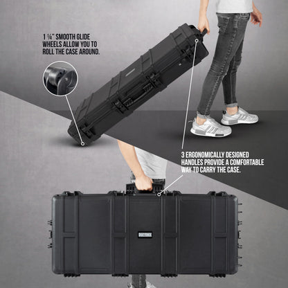 Durabox All Weather Hard Case 47 x 21 x 8” – TSA Approved Rifle Case with Customizable Foam, Dual Ergonomic Handles and Wheels - Waterproof Travel Case for Rifles, Guns, Shotguns, Ammo, Scopes & Gear