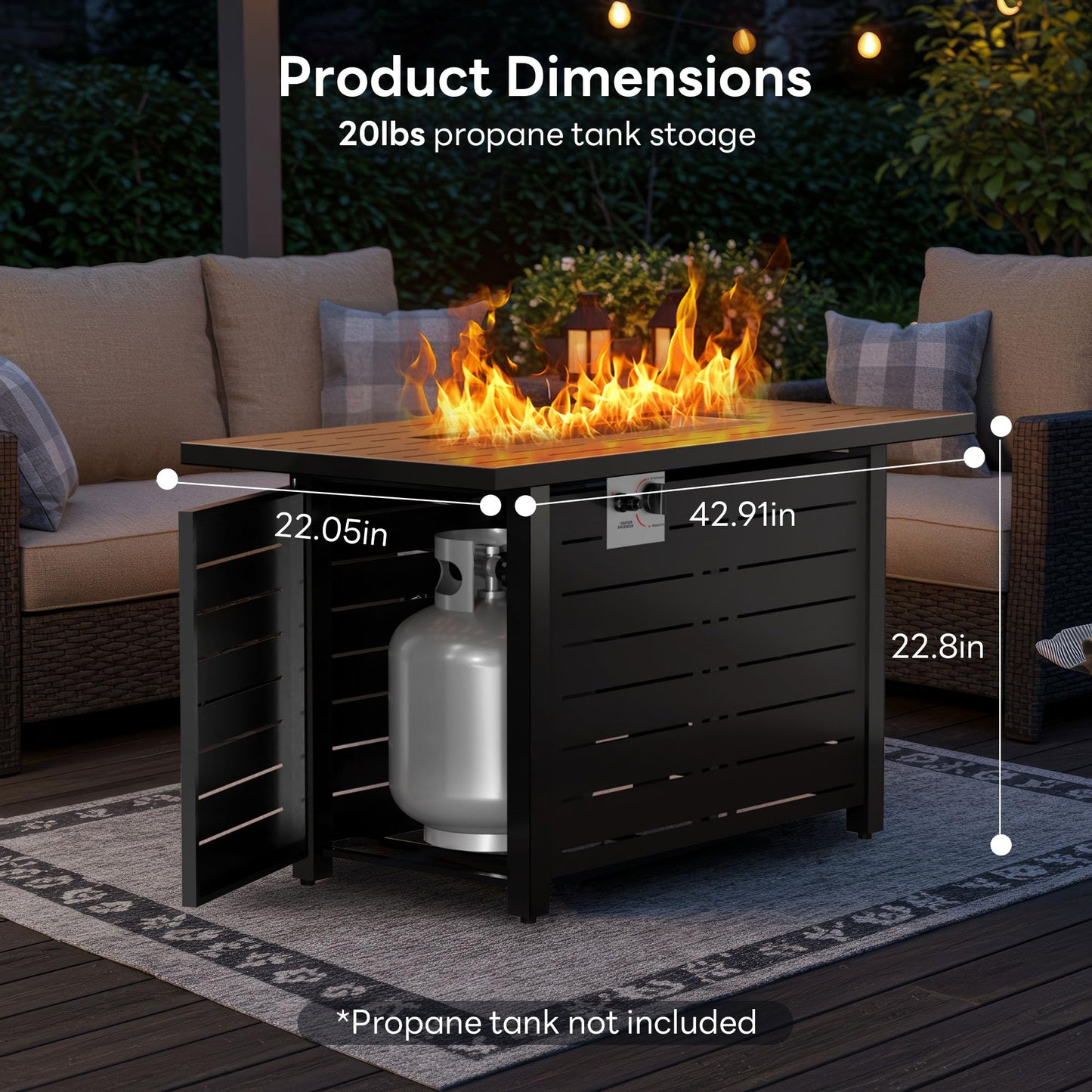 Electactic 43 Inch Propane Fire Pit, 3-in-1 Multi-Use Outdoor Fire Pit Table, 50,000 BTU Steel Gas Fire Pit with Lid & Lava Rock, Add Warmth and Ambience for Patio Deck Garden, Outdoor Gatherings