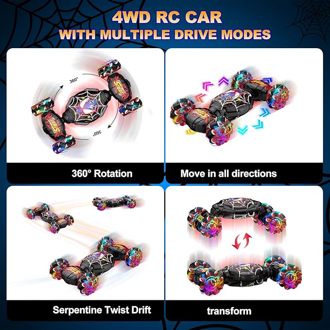 Nikuku Gesture Sensing RC Stunt Car - 4WD Hand Controlled Remote Control Car with 360° Rotation 2.4GHz Drift Toy for Kids Ages 6 7 8-12 13 Year Olds - Best Birthday Gifts for Boys Girls