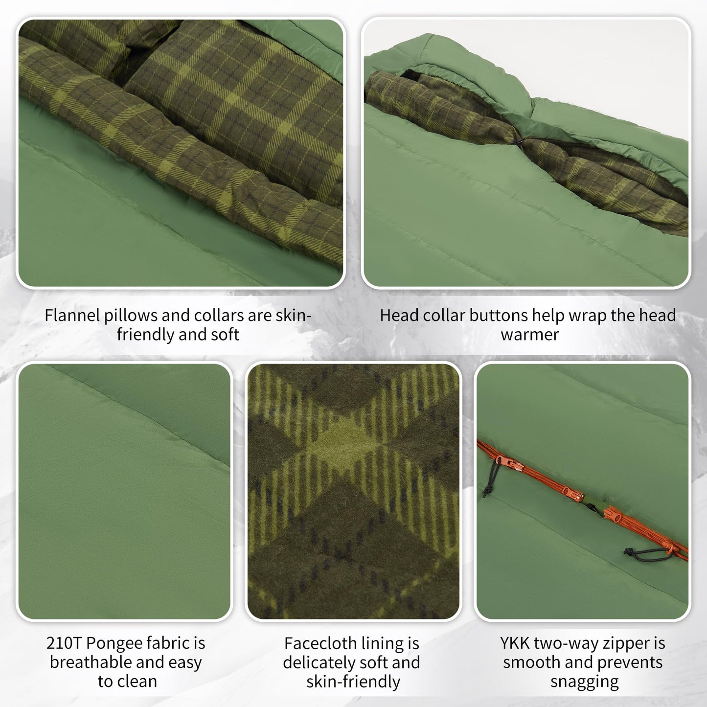 Naturehike Flannel Queen Size Double Sleeping Bag for Adults with Pillows, Doublewide Two Person Sleeping Bag for Couples & Whole Family, All Seasons for Camping, Hunting & Bedding