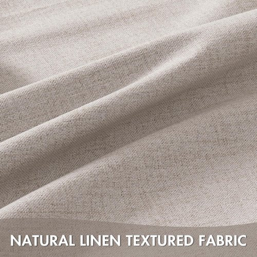 EMEMA Ivory White Linen Blackout Curtains - Thermal Insulated 100% Room Darkening Drapes | 42 x 63 Inch, 2 Panels for Luxury Bedroom & Living Room Decor
