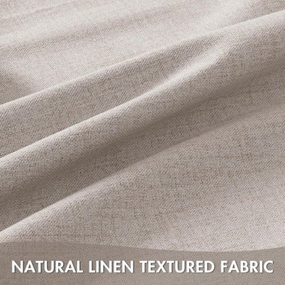 EMEMA Ivory White Linen Blackout Curtains - Thermal Insulated 100% Room Darkening Drapes | 42 x 63 Inch, 2 Panels for Luxury Bedroom & Living Room Decor