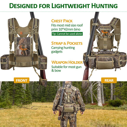 NEW VIEW 80L Hunting Backpack with Waterproof Rain Cover & Hunting Fanny Waist Pack with Chest Pack for Men